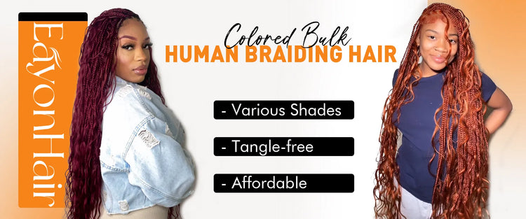 Display poster showcasing Colored Human Braiding Hair options