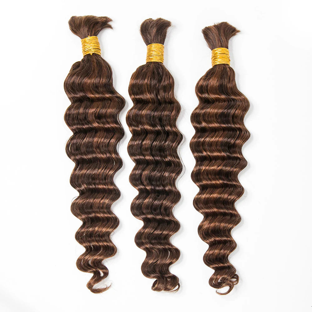 Image showcasing three bundles of Loose Deep Wave 4/30 hair color braids